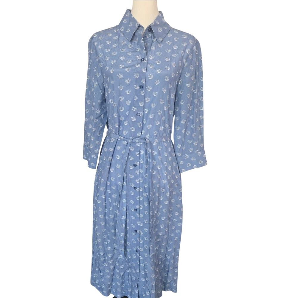 Tucker Silk Blend Floral Cottagecore Country Shirt Dress Button Down Sz M NEW